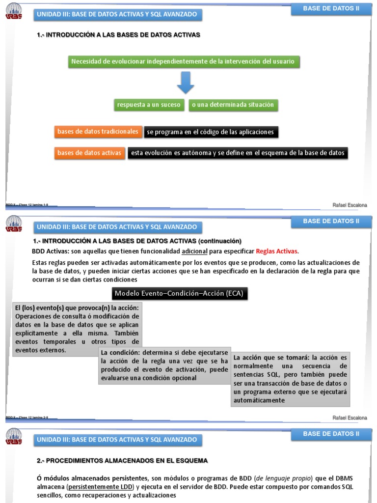 Bases de Datos Activas y SQL Avanzado | PDF | SQL | Bases de datos