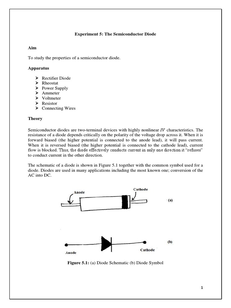 Semiconductor Diode Characteristics Experiment | PDF | Diode | P–N Junction