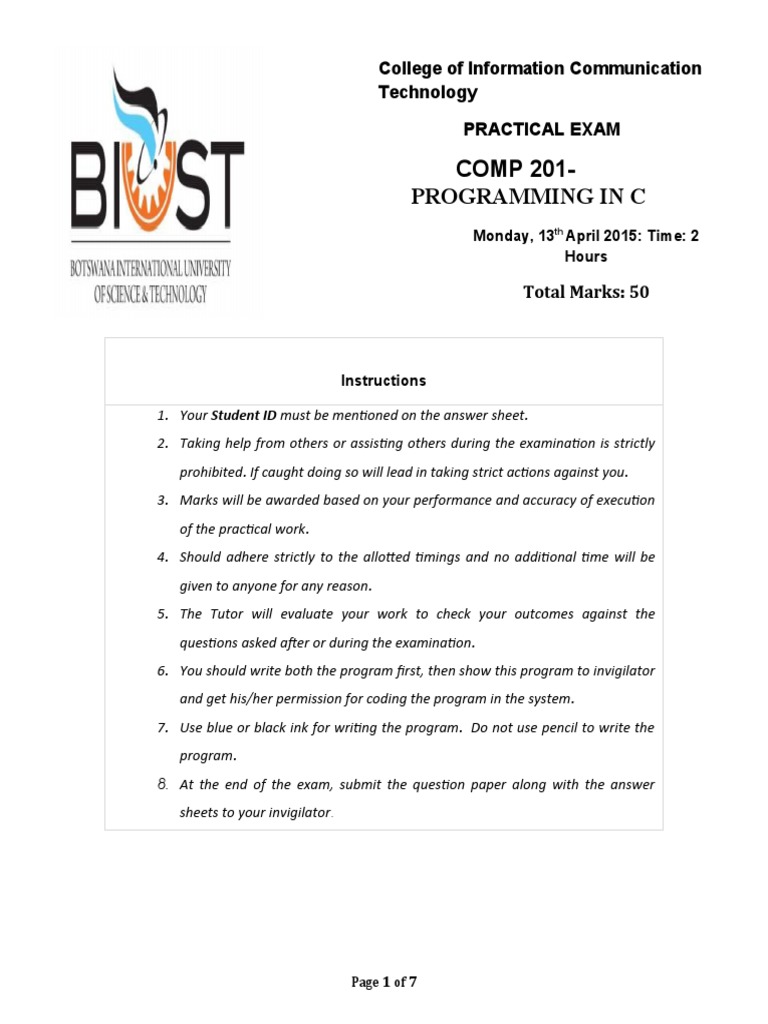 Practical Question Paper - Sample | PDF | Computer Program | Programming