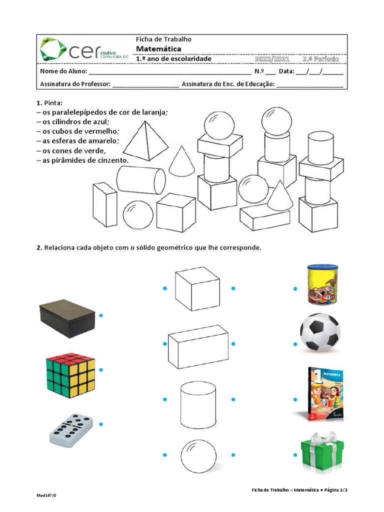 Atividades de Sólidos Geométricos 1º Ano | PDF