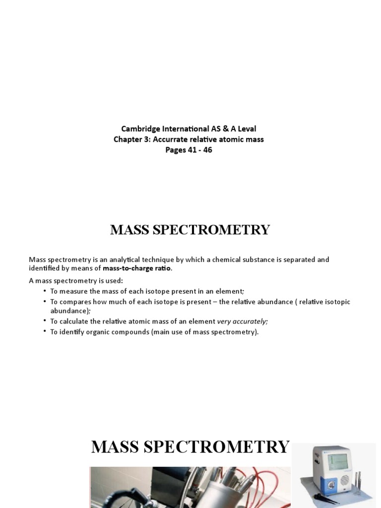 Chemistry 10 Mass Spectrometry PDF Mass Spectrometry Molecules