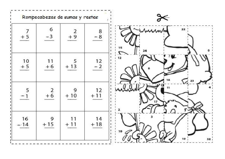 Rompecabezas Suma Y Restas Pdf