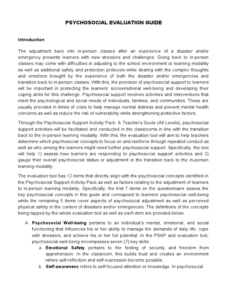 04 PSYCHOSOCIAL EVALUATION GUIDE For PSAP 2 0 PDF Learning