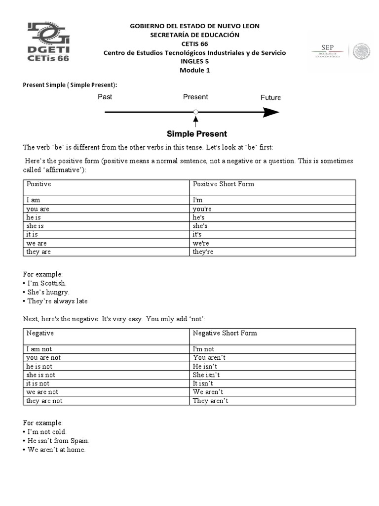 Present and Past Simple Tenses Guide | PDF | Language Mechanics ...