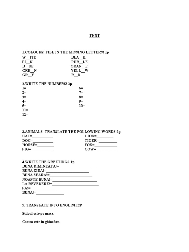 Clasa A 3 A Test Initial | PDF