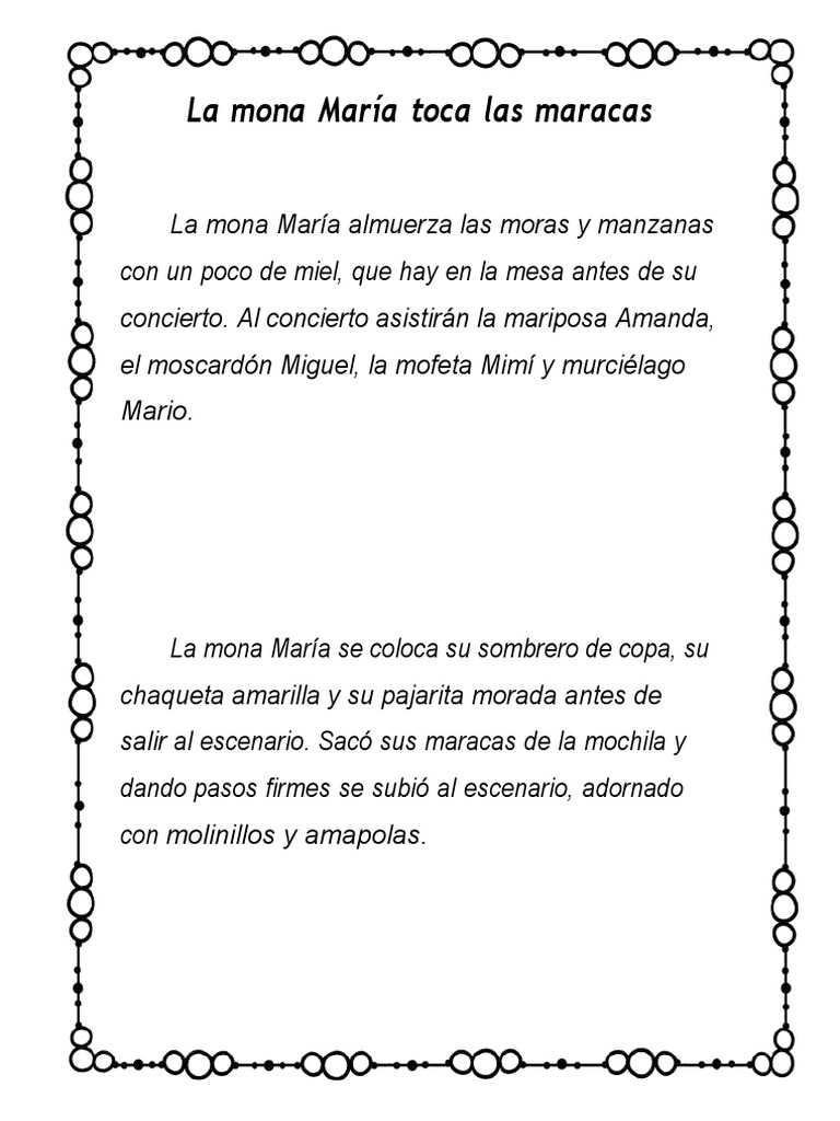 La Mona María Toca Las Maracas Trabajamos Fonema M PDF