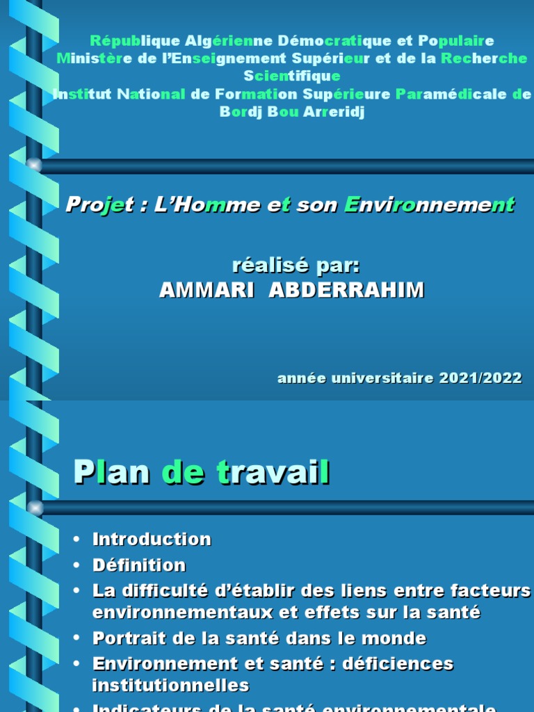 L'Homme et son Environnement: Impact sur la Santé | PDF | Environnement ...