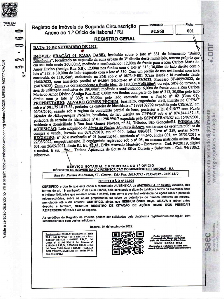 Certidão de Onus Reais PDF