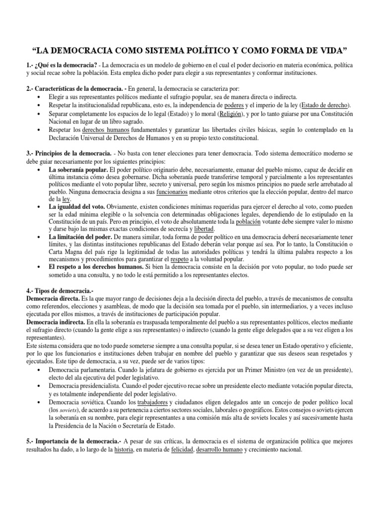 Características y Tipos de Democracia | PDF | Democracia | Ideologías ...