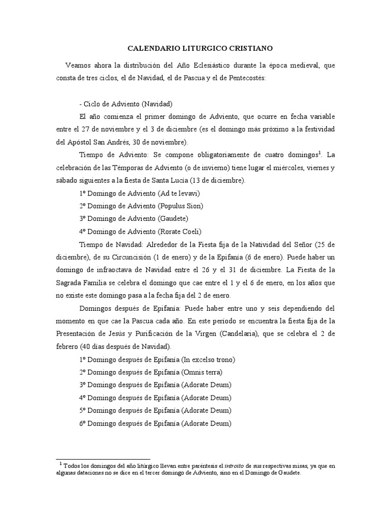 Calendario Litúrgico | PDF | Pascua de Resurrección | Prestado