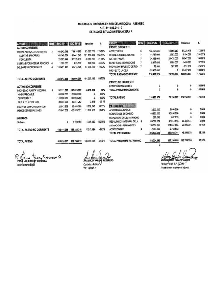Estados Situacion Financiera | PDF | Contabilidad | Estado financiero
