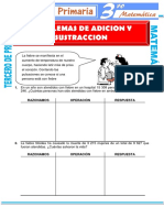 Problemas de Adicion y Sustraccion para Tercero de Primaria