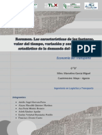 EP1 Resumen. Identifica Las Características de Los Factores, Valor Del Tiempo, Variación y Comportamiento Estadístico de La Demanda Del Transporte.