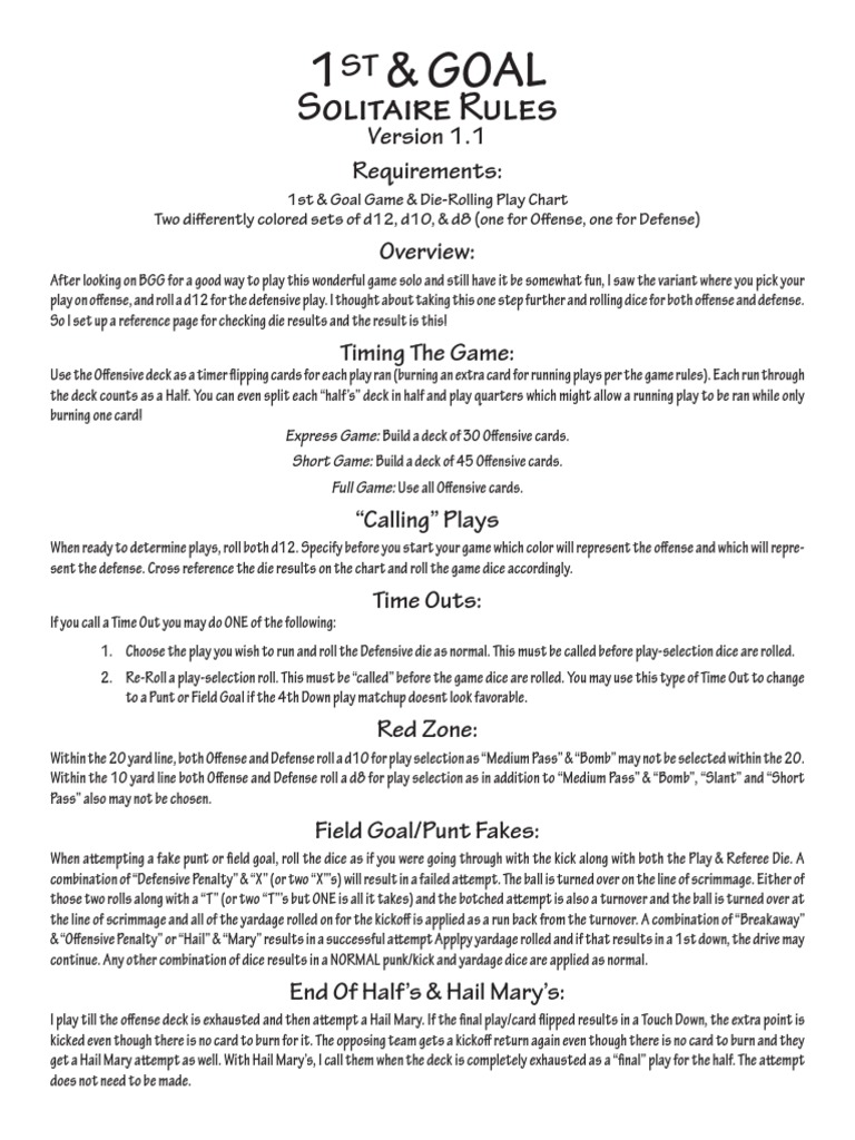 Solitaire Rules PDF Sports Team Sports
