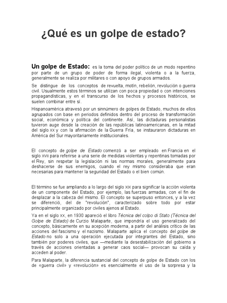 Que Es Un Golpe de Estado | PDF | Golpe de Estado | Teorías políticas