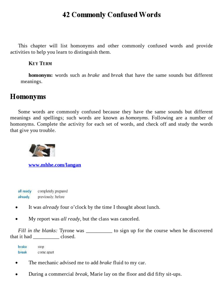 42 Commonly Confused Words Explained | PDF