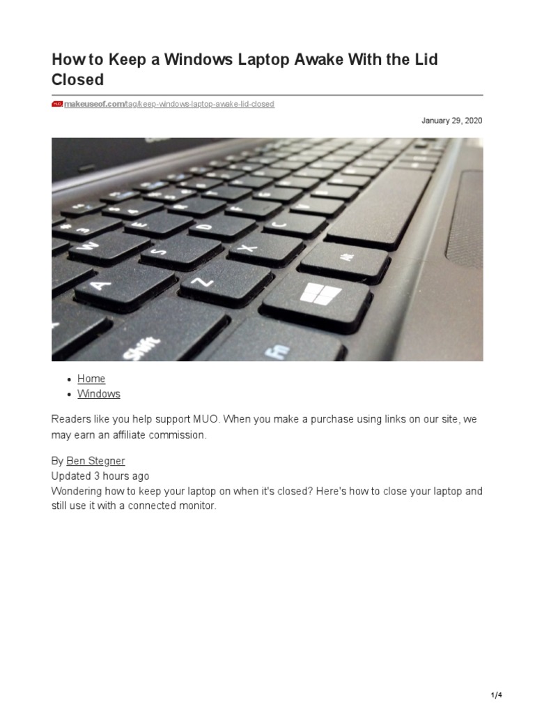 How To Keep A Windows Laptop Awake With The Lid Closed PDF Laptop