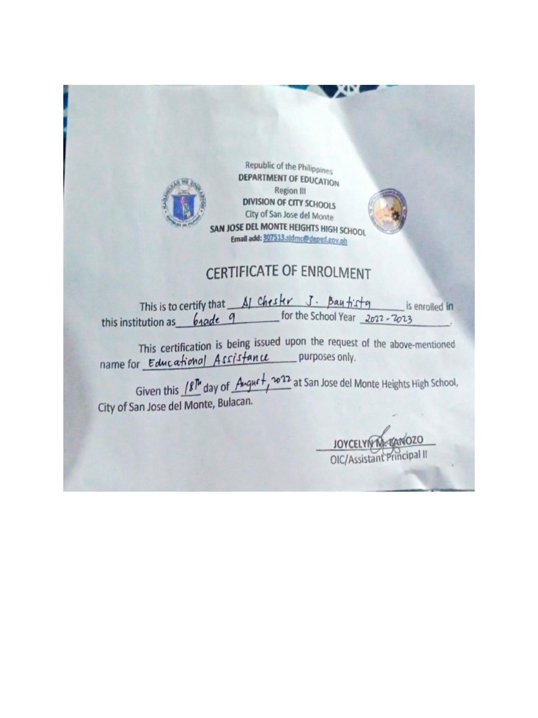 Certificate of Enrolment | PDF