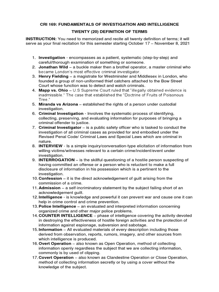 FINAL REQUIREMENTS CRI 169 and 168 PDF Police Arrest