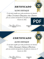 Certificado Aluno Nota 10 Ciencias