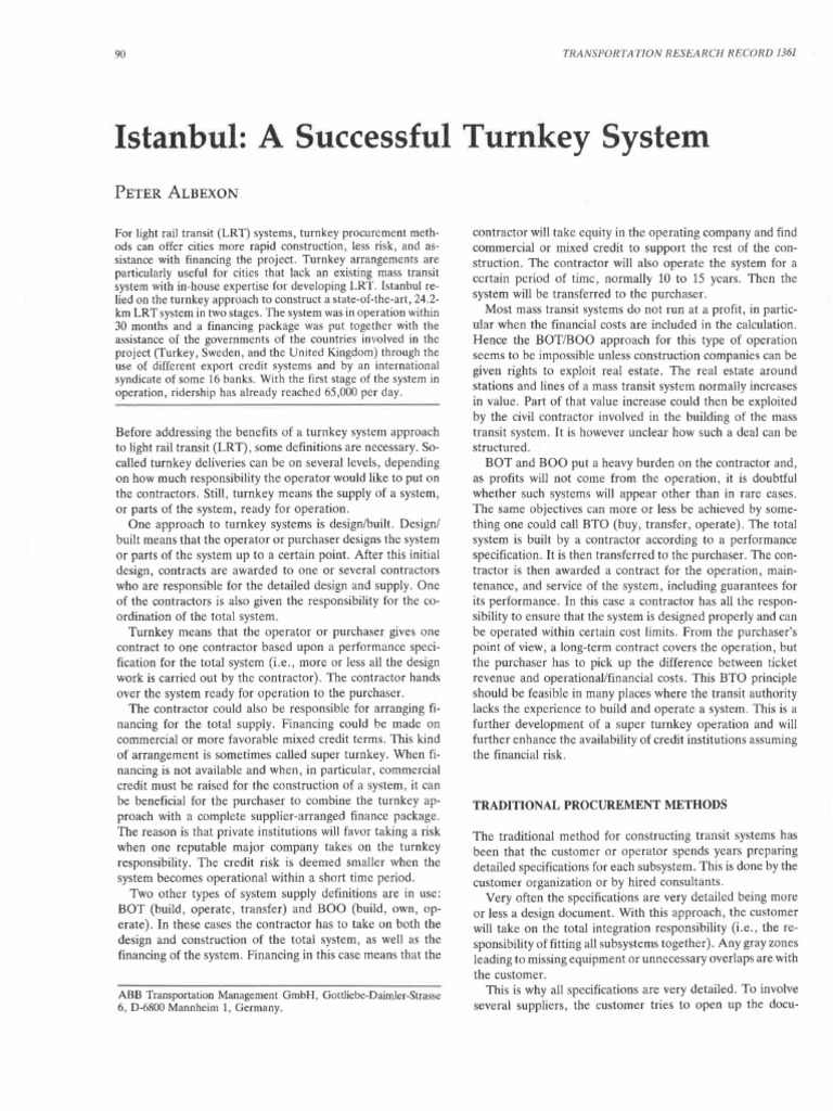 Istanbul's Turnkey Light Rail Success | PDF | Public Transport | Train