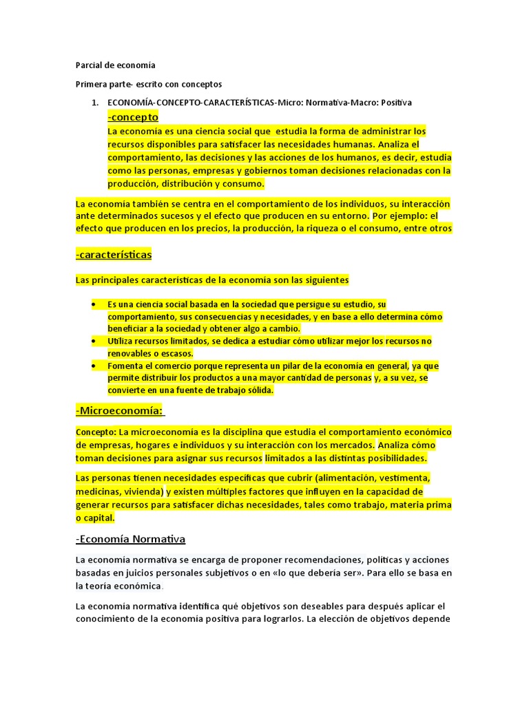 Parcial De Economía Pdf Mercado Economía Ciencias Económicas