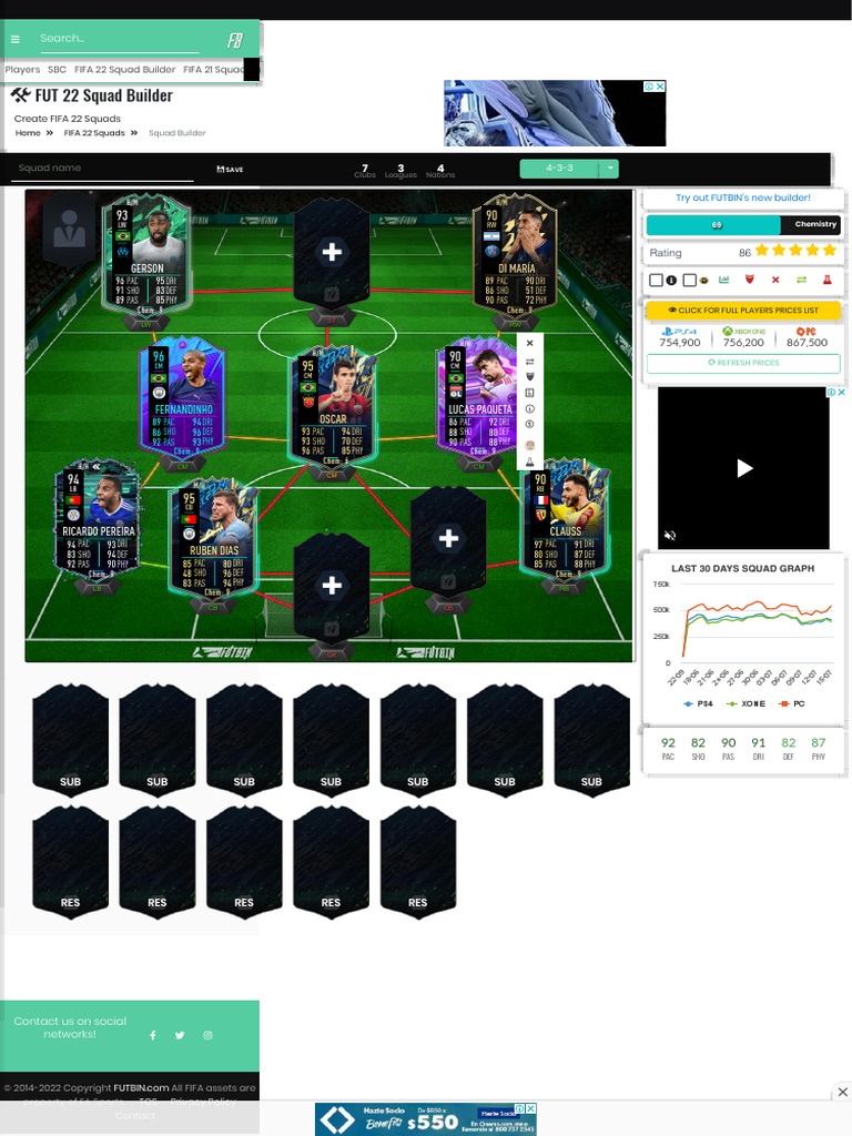 Futbin Draft 22 Squad Builder