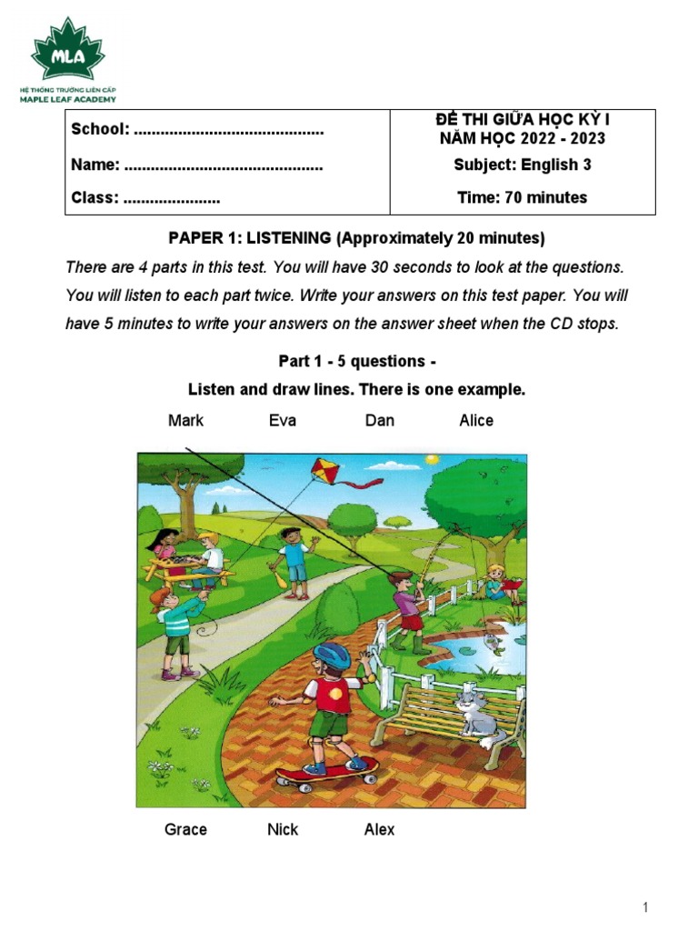 Grade 3 Mid Term Test 1 Pdf