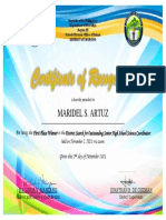 MARIDEL ARTUZ Outstanding Cert