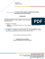 Processo Seletivo Público para Compor Cadastro de Reserva Professor de Educação Básica