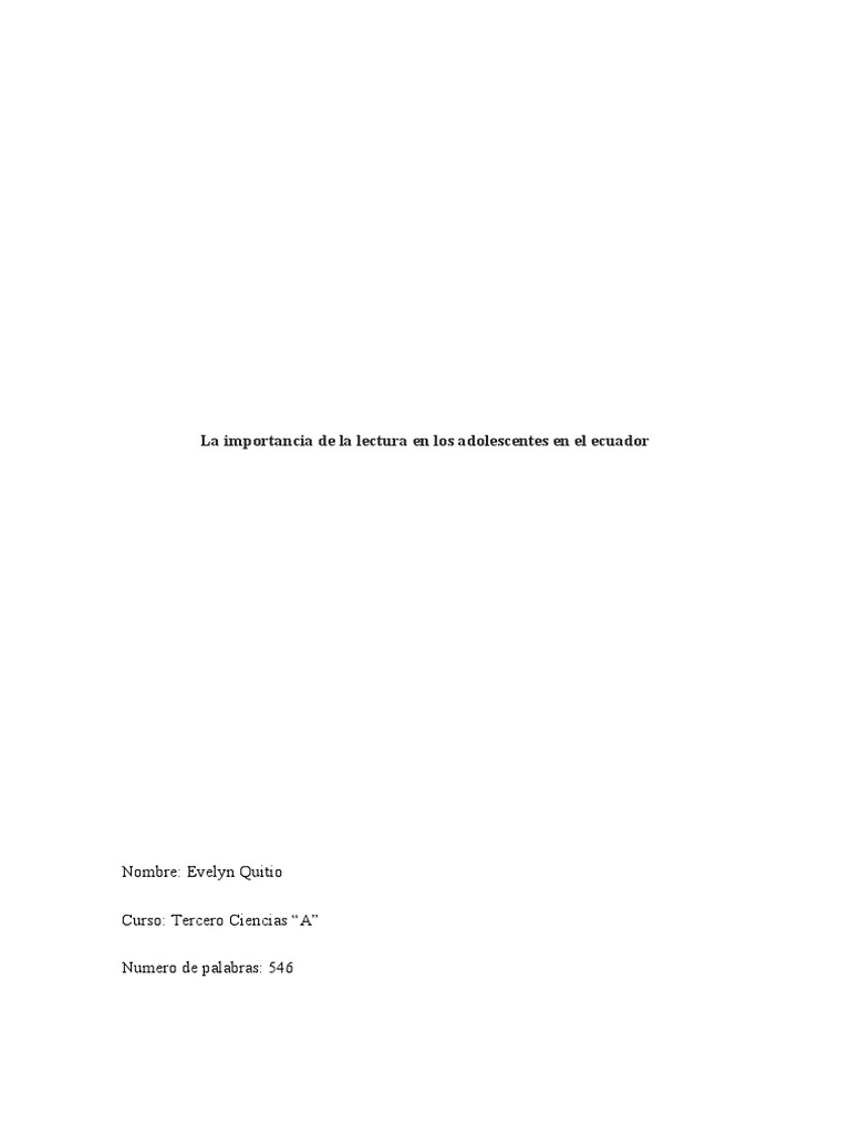 Importancia de la lectura en adolescentes | PDF | Ciencia cognitiva ...