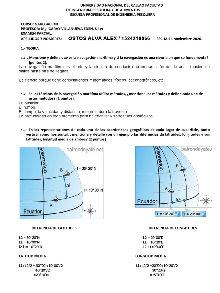 Examen Parcial De Navegación Marítima Pdf Marea Oceanografía