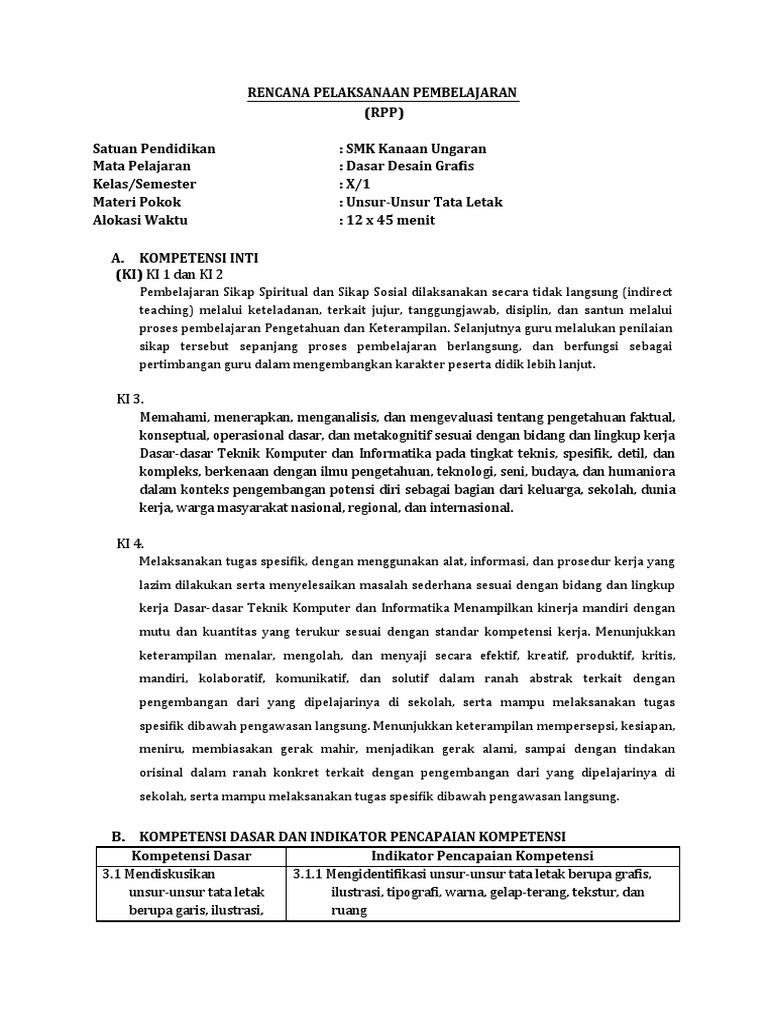 RPP Dasar Desain Grafis KD4 (Ganjil) X | PDF | Seni