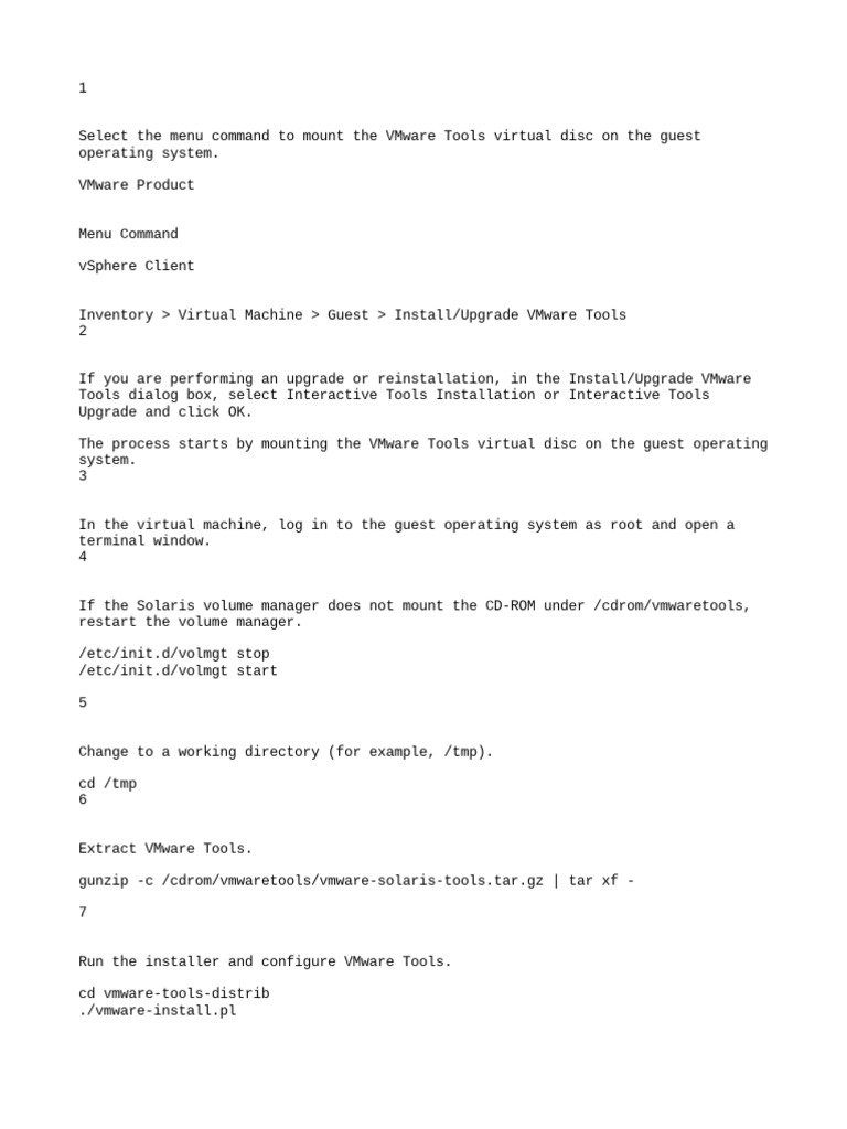 Installing VMware Tools on Solaris | PDF