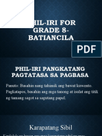 Phil-Iri For Grade 8-Batiancila