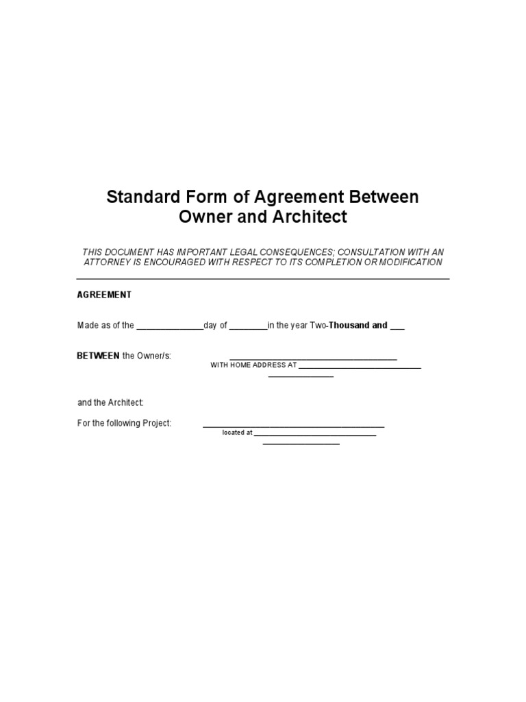 Owner-Architect Agreement Template | PDF | Architect | Expense