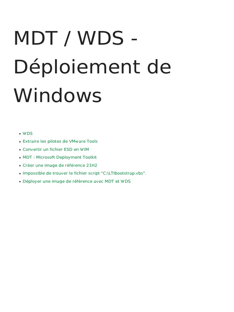 Déploiement Windows avec MDT et WDS | PDF | Windows 10 | Installation ...