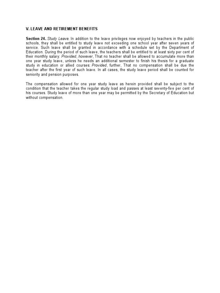 Study Leave Benefits for Teachers | PDF
