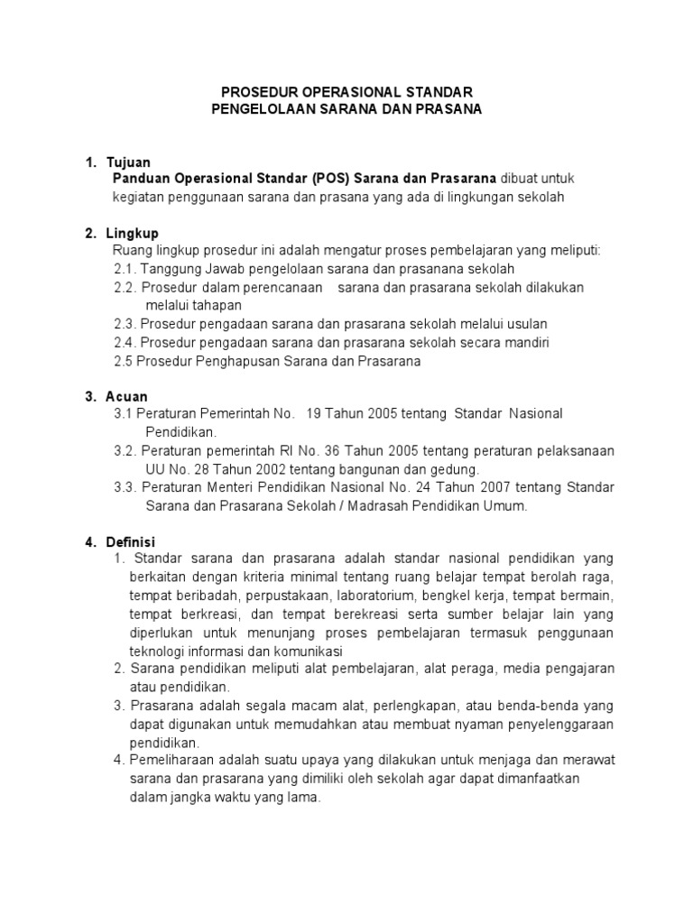 Sop Sarana Dan Prasana | PDF