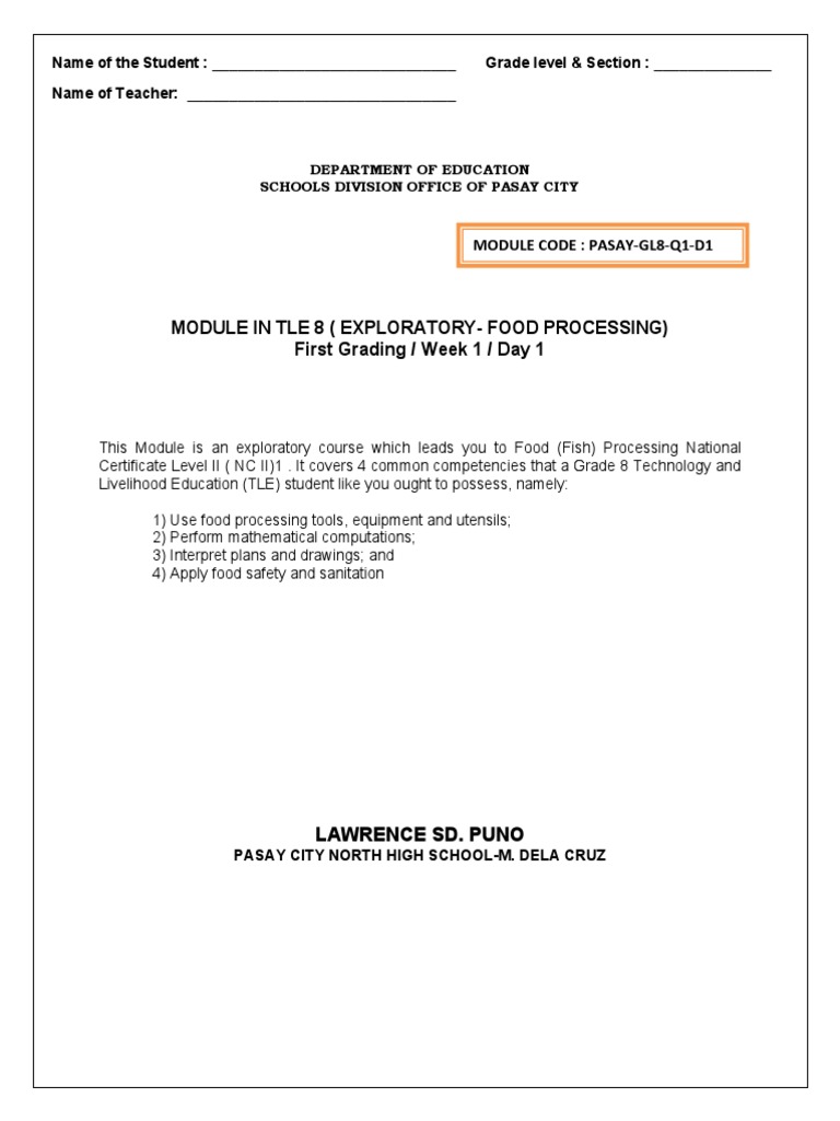 Food Processing Module Week1 Day1 4 PDF Refrigerator Smoking