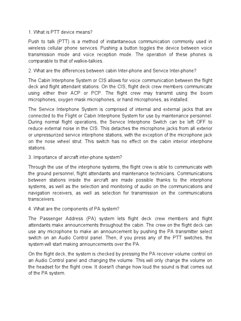 Aircraft Communication Notes PDF Microphone Electrical Engineering