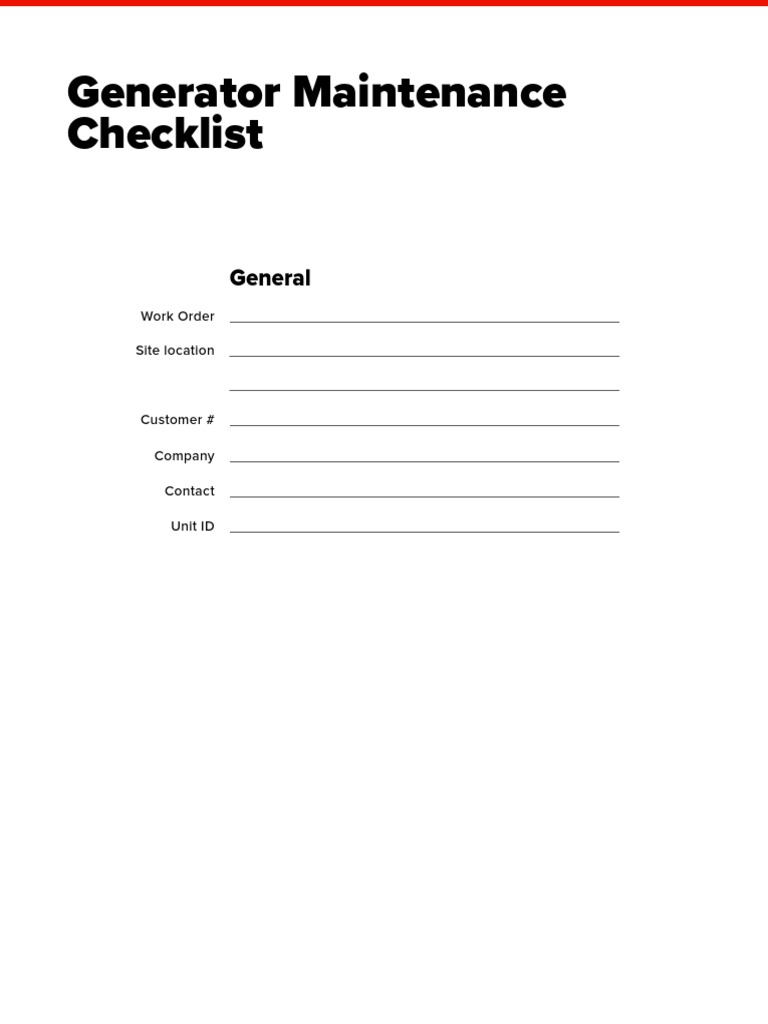 Generator Maintenance Checklist PDF | PDF | Voltage | Turbocharger