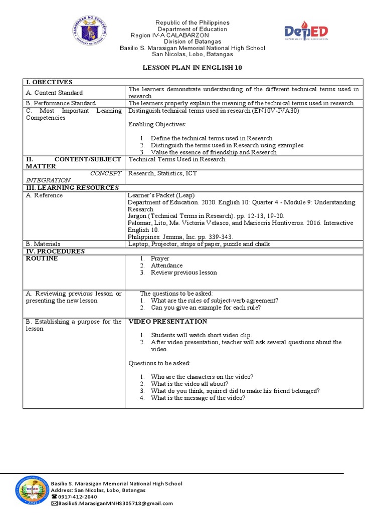 Cot Plan Research Pdf