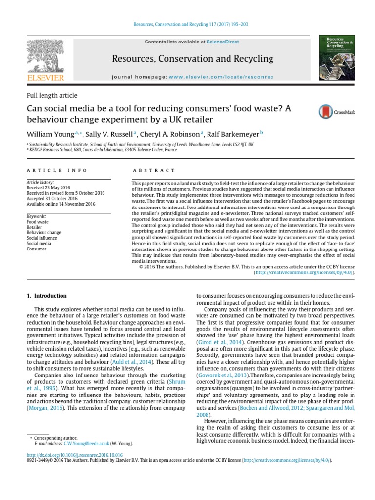 Can Social Media Be A Tool For Reducing Consumers' Food Waste | PDF ...