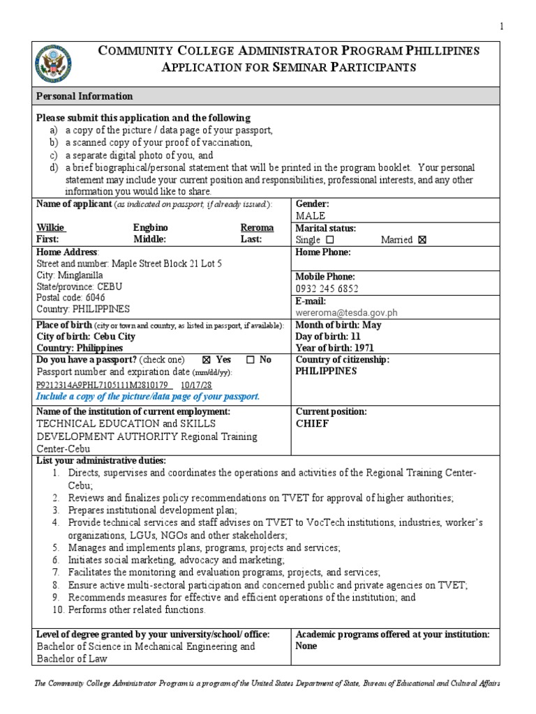 Community College Administrator Application | PDF | United States ...