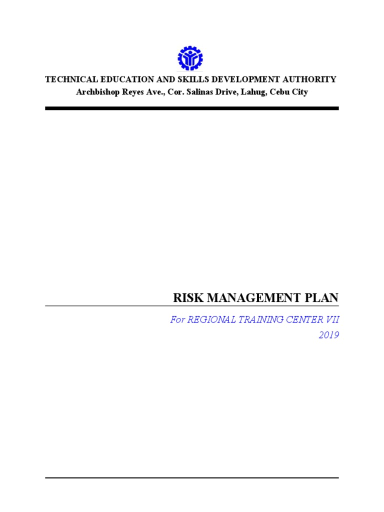 Tesda Rtc Vii Risk Management Plan 2022 Download Free Pdf Risk
