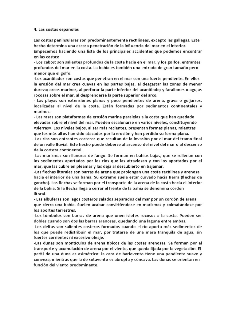 Accidentes de las Costas Españolas | PDF | Costa | Zona litoral