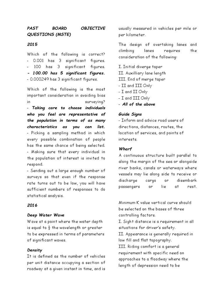 Past Board Objective Questions Mste | PDF | Tangent | Wound