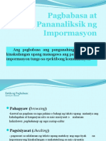 Pagbabasa at Pananaliksik NG Impormasyon