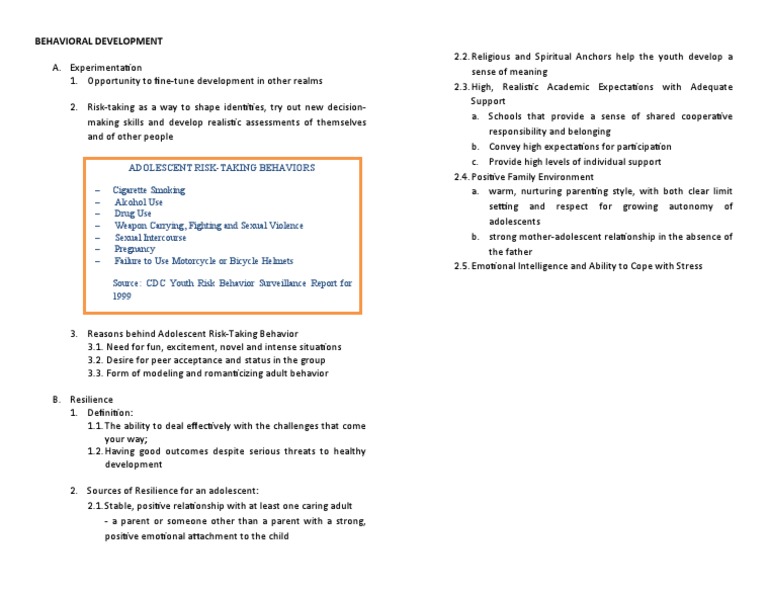 Behavioral Development | PDF | Adolescence | Psychological Resilience
